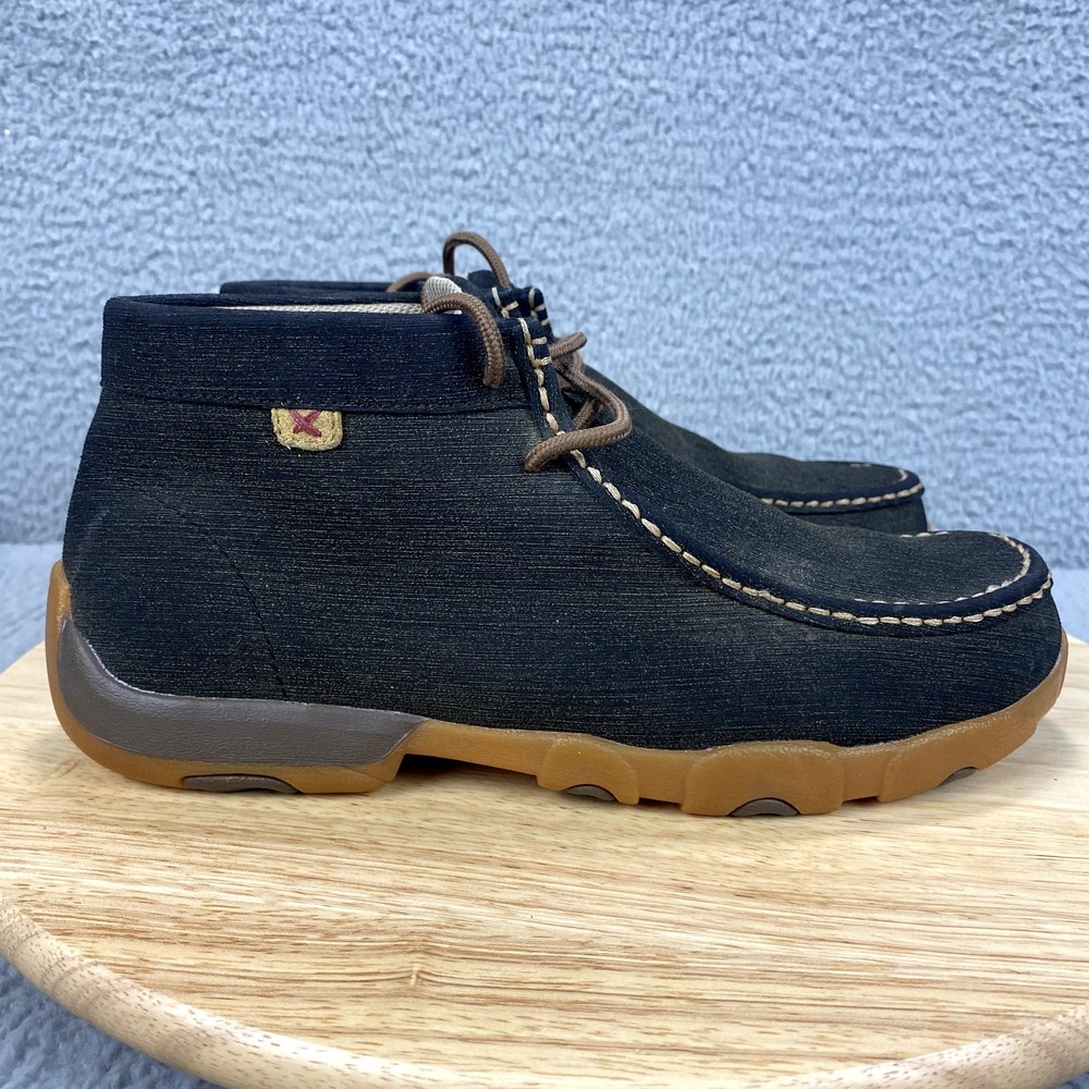 Twisted X Chukka Shoes Mens 8 M Blue Driving Moc Rubberized Leather Boots